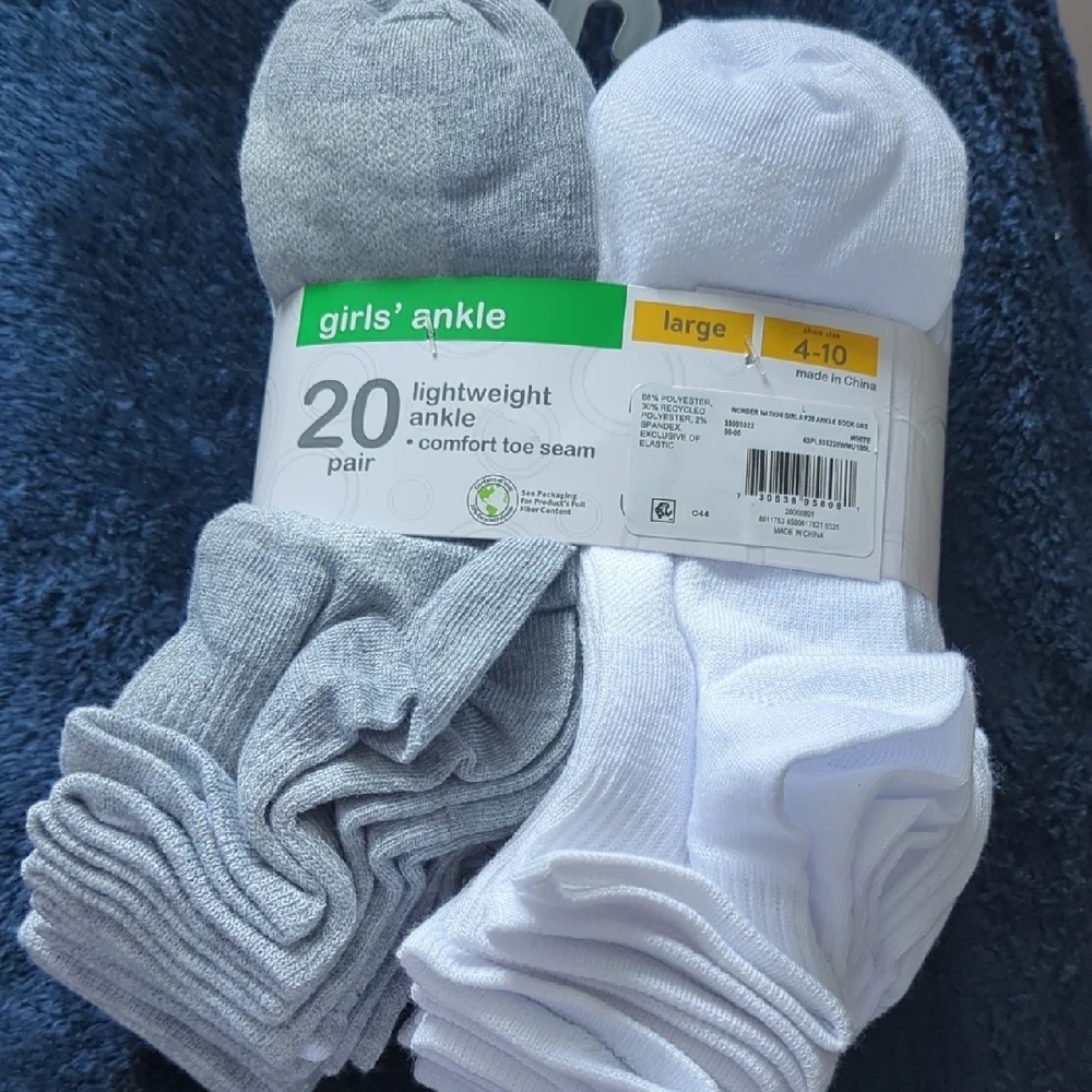 3 For $30. Wonder Nation Girls' Ankle Socks - White and Gray